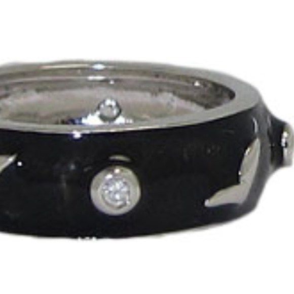 Red Hand Enamel Stack Ring Austrian Crystal - Picture 4 of 5